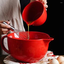 Bowls Red Ceramic The Mixing Bowl Measuring Cup Egg Home Baking Set Large Pointed Mouth Drainage