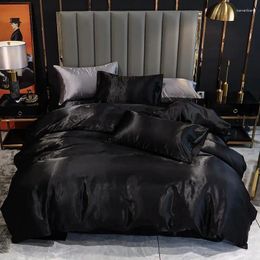 Bedding Sets 25 Solid Silk Fabric Set Home Textile King Size Bed Bedclothes Duvet Cover Pillow Cases El No Sheet