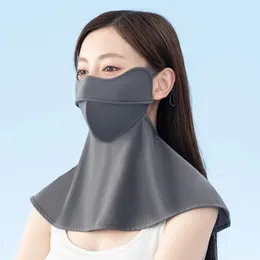 Scarves UV Protection Silk Mask Summer Face Solid Colour Cover Sun Proof Bib Neck Wrap Riding