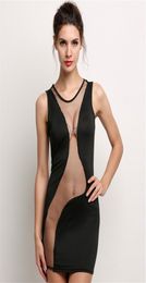 Plus Size Dresses elegant black mini dress sheath pencil dress panelled gauze party dresses crew neck summer dress women039s cl4673027