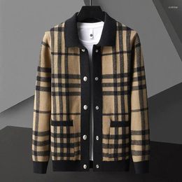 Men's Sweaters 2024-Fine Fashion Business Autumn And Winter British Style Slim Trend Handsome Striped Cardigan Sweater Casual Knitwear