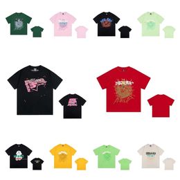 Sp5der Young Thug 555555 Men Women tshirts High Quality shirt Foam Print Spider Web Graphic Pink Sweatshirts y2k T-shirt Pullovers US size S-XL zn