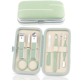 Kits Nail Clipper 7piece Set Large Opening Manicure Tool Unisex Mini Compact Gift Eyebrow Clip Tweezers Nail Cutter Tool Kit