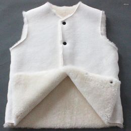 Men's Vests Simple Fashion Waistcoat Weskit Mens Woollen Lined Vest Winter Autumn Genuine Sheep Fur Shearling Man's Top Tanks Coat