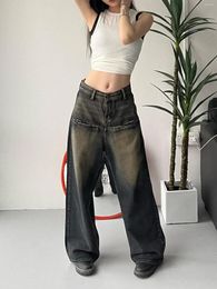 Women's Jeans Loose Wide Leg Pants Korean Fashion Women Chic Grunge Vintage Denim Mom American Retro Baggy Boyfriend For