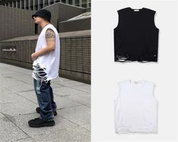 New harajuku t shirt men ripped hole men tshirt hip hop streetwear couple oversized t shirts sleeveless fitness male tops camiseta9817819