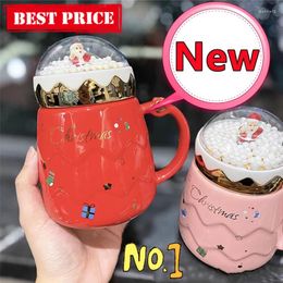 Mugs Arrival Christmas Couples Ceramic Santa Claus Figurines Creative Xmas Gift Lid Design Office Home Milk Coffee Cup