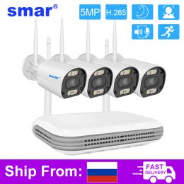 System SMAR Wireless Wifi Camera Kit 8CH H.265 HD NVR 5MP AI Face Detect Color Night Vision Two Way Audio Home Security IP Camera Onvif