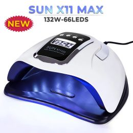 Dryers NEW SUN X11 MAX UV Nail Lamp for Curing All Gel Nail Polish LCD Display Nail Dryer with 66pcs UV Light for Gel Nails Salon Tool