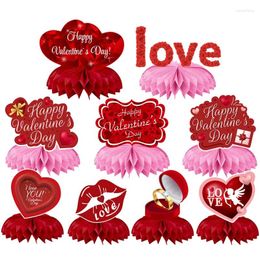 Party Decoration 9 PCS Valentine's Day Honeycomb Centrepieces Table Toppers Holiday Supplies (Red)