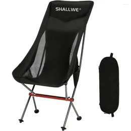 Camp Furniture Ultralight High Back Folding Camping Chair Upgraded All Aluminium Structure Built-in Pillow Side Pocket & Carry Bag