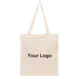 Wholesale 100pcs/lot Eco Friendly Cotton Shopping Canvas Tote Bag with Custom Printed 240402