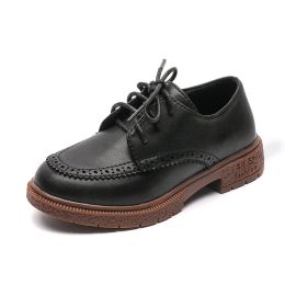 Sneakers Boys Leather Shoes 2021 Spring Kids School Shoes For Boys British Style Black Children's Dress Shoes Piano Performance Wedding