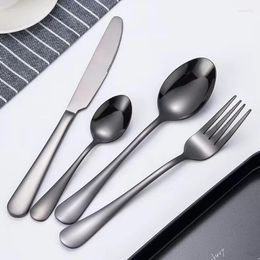 Dinnerware Sets Black Gold Stainless Steel Tableware Portuguese Knife And Fork Modern Simple Festival Fruit Steak Spoon Cutlery