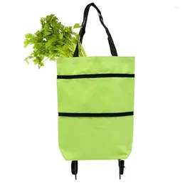 Storage Bags Collapsible Grocery Bag With Wheels Shopping Cart Utility Folding For Laundry Book Travel