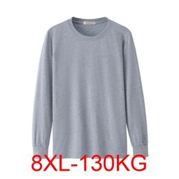 Mens T-Shirt Long Sleeve Winter 7XL 8XL 134cm Large Size 5XL 6XL Cotton Home T-Shirt240402