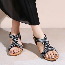 Sandals Bohemian Butterfly Diamond Women'S Summer Fashion Hollow Slope Heel Elegant Wedge Shoes Woman 2024 Trend