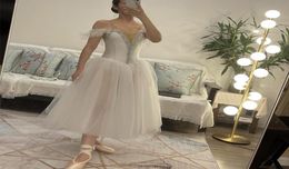 Stage Wear White Ballet Dress Long Romantic Tutu Professional Swan Lake Ballerine Femme Children Girls Fairy Costume1307208