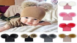 Caps Hats 6M5T Children Toddler Kids Baby Warm Winter Wool Knit Beanie Fur Pom Bobble Hat Cap7853190