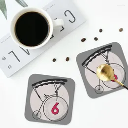 Table Mats The Prisoner Penny Farthing Number 6 Coasters Kitchen Placemats Insulation Cup Coffee Home Tableware Pads Irregular Shape