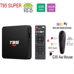 Box T95 Super Android 10.0 OS Smart TV Box Allwinner H3 Chipest 2GB DDR3 16GB ROM optional voice keyboard 2.4g wifi 100m lan port