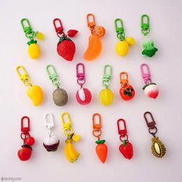 Keychains Acrylic Mini Simulated Fruit Pendant Keychain Cute Carrot Strawberry Banana Key Chain Rings Bag Hanging Keyring For Women Girls
