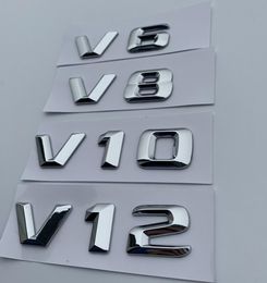 V6 V8 V10 V12 Letter Number Chrome Emblem Logo for Mercedes Benz C200 E300 Car Styling Fender Discharging Capacity Mark Sticker4740394