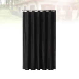 Shower Curtains 1pc Solid Colour Curtain Black Waterproof Bathroom Polyester Moisture-proof Partition With Hook (120x180cm)