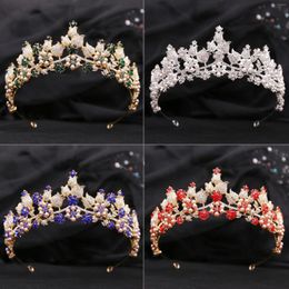 Headpieces Fashion Bride Crown Headdress Rhinestone Crystal Pearls Flower Tiaras Bridal Diadem For Wedding Pageant Jewellery Accessories