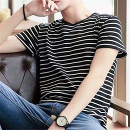 Stripe fashion tshirt casual round neck fashion short sleeve t shirt men slim fit harajuku t-shirt Men Clothing WGTX161 R 240320