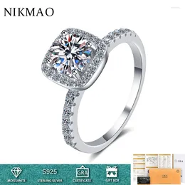 Cluster Rings 1-2ct Real Moissanite Ring For Women Wedding Band Princess Square Cut Engagement Diamond GRA Certificate Jewellery