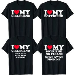 I Love My Boyfriend Clothes I Love My Girlfriend Shirt So Please Stay Away From Me Funny BF GF Sayings Quote Valentine Tee Tops 240322