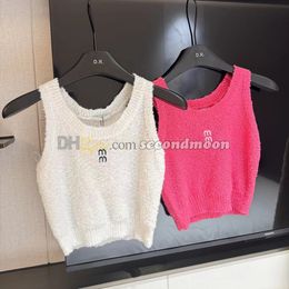 Women Letter Embroidered Vest Designer Crew Neck Vests Summer Sleeveless Tanks Top Solid Color Tank