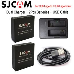 Cameras Original SJCAM SJ6 Legend Battery (2pcs Batteries + Dual Charger)1000mAh Rechargeable Liion Battery for SJCAM SJ6 Action Camera