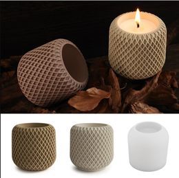 DIY Candle Holders Moulds Round Aromatherapy Gypsum Irregular Mesh Candle Cup Mould Cement Epoxy Resin Decoration Storage Box Silicone Moulds