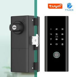 Lock TTLock Or Tuya APP Remote Control Smart Fingerprint Password Code Lock For Grille Metal Push Sliding Door
