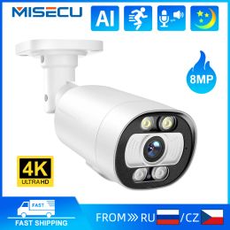 Cameras MISECU 4K POE Security Camera 8MP 5MP Outdoor CCTV Camera Two Way Audio Full Color Night Vision Home Security Protection