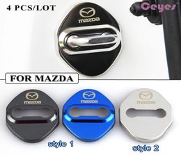 Car door lock cover logo emblems badge for Mazda 3 6 2 cx3 cx5 cx7 323 Door lock protector Car styling accessories9952645