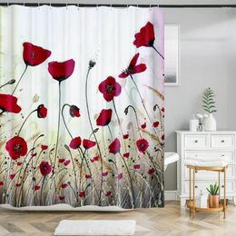 Shower Curtains Colourful Flowers Printed Curtain Bathroom Waterproof Hanging For Home Decoration