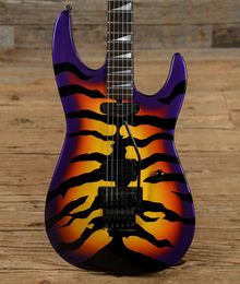 Custom Japan George Lynch Signature Tiger Stripe Sunburst Purple Edge Electric Guitar Ebony FingerboardFloyd Rose Tremolo Lockin3477568