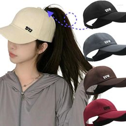 Wide Brim Hats Solid Colour High Baseball Cap Quick Drying Elastic Strap Adjustable Letter Embroidery Women Running Sun Protection
