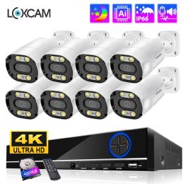 System LOXCAM H.265 4K POE Security Camera System 8CH P2P AI Video Surveillance Set 8MP Two Way Audio Outdoor IP Camera CCTV NVR Kit 4T