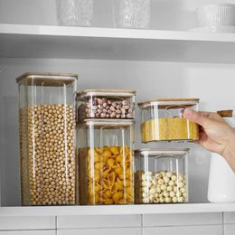 Storage Bottles Airtight Jar Durable Food Container For Kitchen 450ml/650ml/900ml Sealed Rice Grain Organizer Canister Easy To Clean