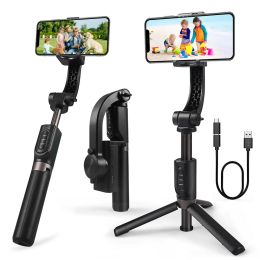 Gimbal Stabilizer Cellphone 1 Axis Mobile Stabilizer Gimbal 360° Rotation Auto Balance Remote Handheld for Video Shooting Action Camera