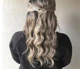 Real human hair Wavy Grey ponytail hairpiece salt and pepper binding 1pcs wraps grey pony tail puff bun extensions women039s to1521050