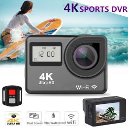 Cameras 4K Ultra HD Action Camera Double IPS LCD WiFi 16MP 170D 30m Go Waterproof Pro Sport DV Helmet Video Camera With Remote Control