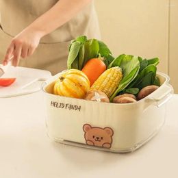 Storage Bottles Thickened Double Layer Box Dustproof With Drainage Fruit Cleaning Colander Plastic Vegetable Drain Basket Home