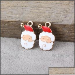 Charms 45Pcs Uv Gold Plated Christmas Santa Claus Enamel Alloy 3D Charm Fit For Necklaces Pendants Diy Jewellery Findings Drop Delivery Dhlk5