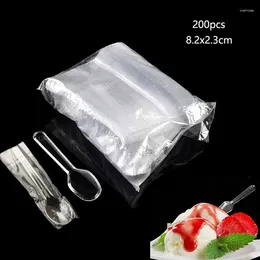 Disposable Flatware 50/200pcs Mini Transparent Plastic Spoons For Jelly Ice Cream DessertDisposable Spoon