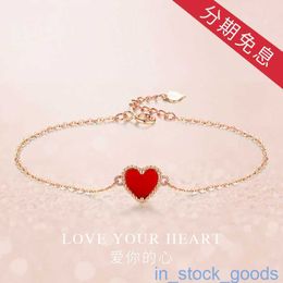 High End Original 1to1 Brand Womens Bracelets Little Red Heart 18k Gold Bracelet Female Rose Gold Love Platinum Elegance Sterling Silver Dainty Charm Bracelets